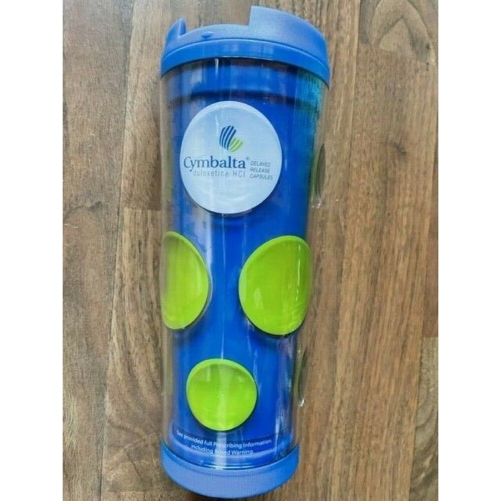 Vintage Drug Rep Plastic Travel Mug CYMBALTA Pharmaceutical Thermal Coffee To Go - Picture 1 of 4